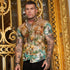 Men's Summer Slim Fashion Stretch 3D Printing Lapel Short Sleeves